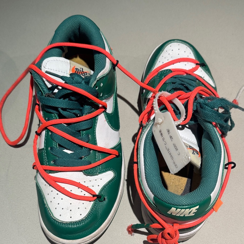 Virgil abloh off-white Green White  Orange Laces fit like 39 Nike Dunk Low